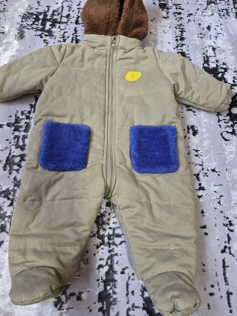 Bobo Choses Khaki Baby Shepra Organic Cotton Snowsuit / Coverall 3-6 m New